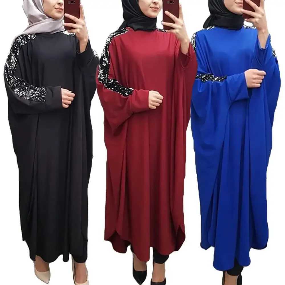 Modest Abaya Sequins Kaftan Women Muslim Prayer Garment Islamic Clothing Arabic Robe Dubai Turkey Eid Ramadan Caftan Gown Abayas X2505141