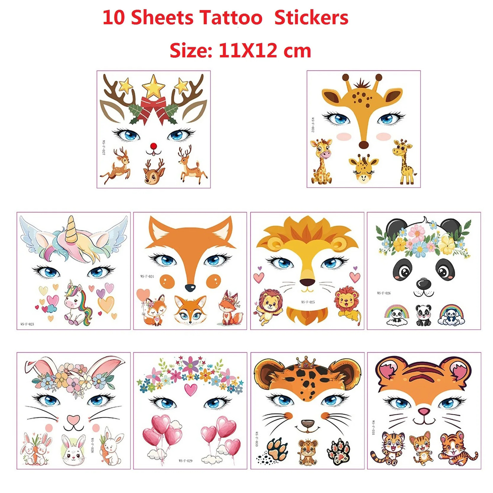 10 pos of tattoos for makeup party stage performances unicorn stickers cute cartoon animal waterproof temporary 250325