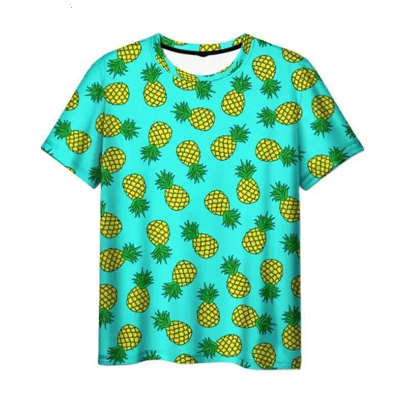 Fruit and vegetable cartoon small pattern D printing summer men s women daily fashion casual round neck short sleeved T shirt