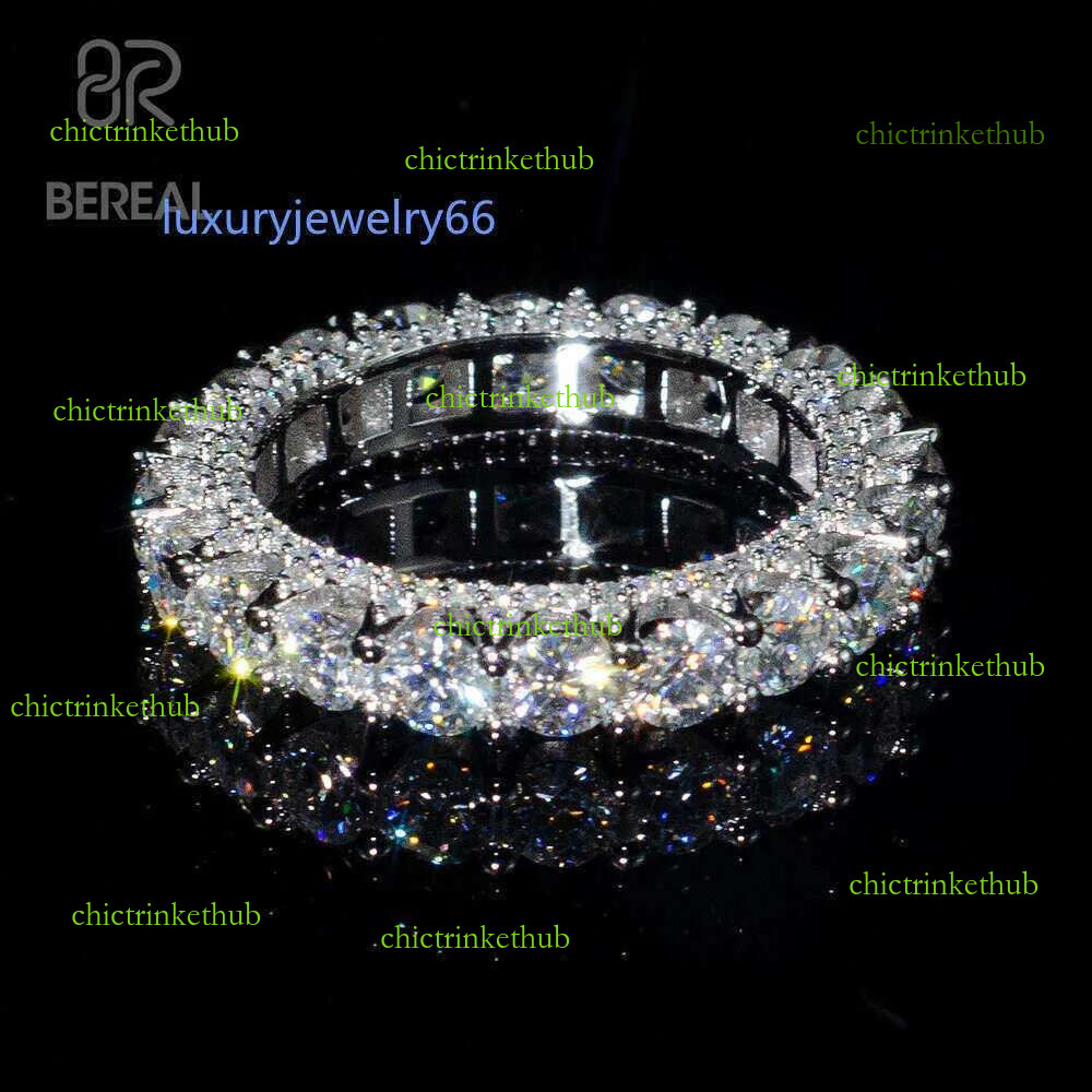Wholesale Real 10K 14K Solid Gold Moissanite Eternity Engagement Band Iced Out Vvs Lab Grown Dia Wedding Ring