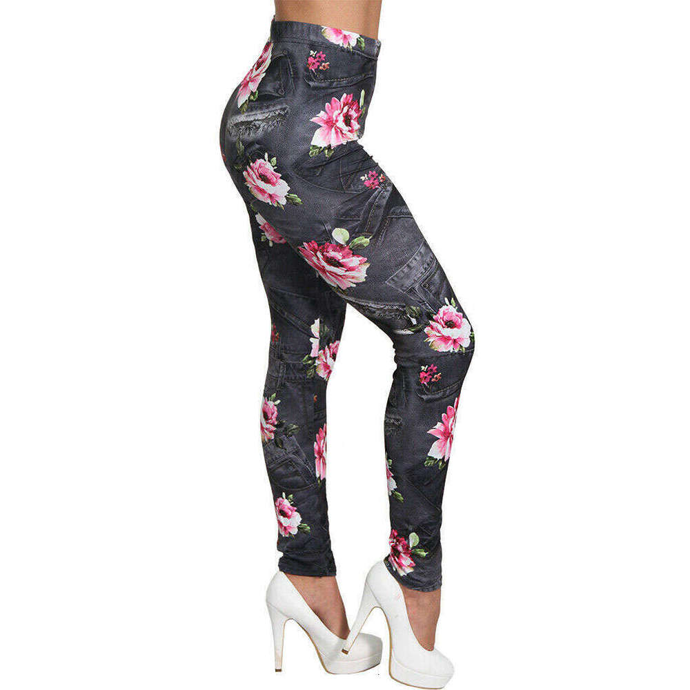 Women Yoga Pants New High Waisted Slim Fit Printed Yoga Outdoor Sports Running Leggings Fitness Women S Pants Flower Pattern