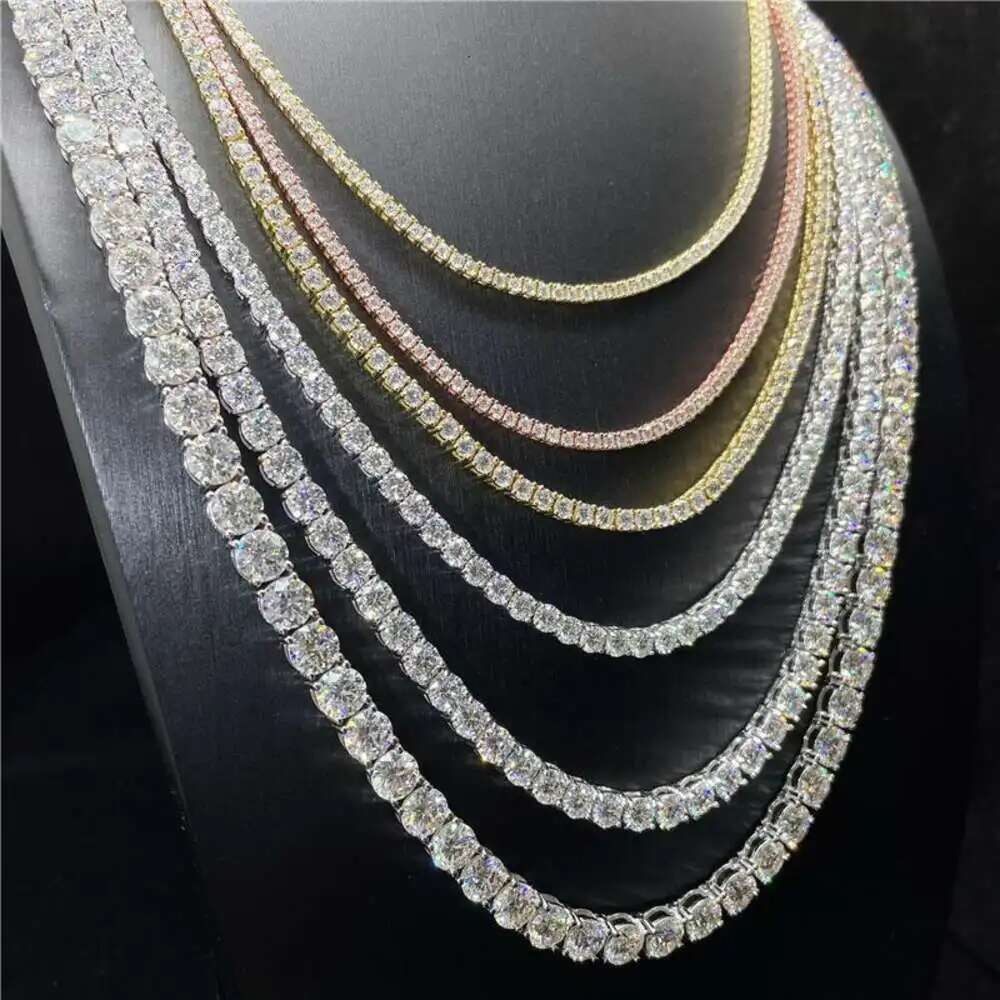 High End Hip Hop Necklace 5mm Moissanite Necklace 925 Sterling Silver Tennis Necklace