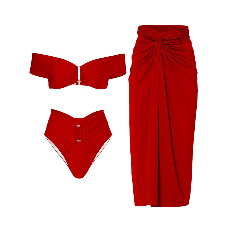 womens swimsuit 2PC overlay pleated solid print deep V onepiece Monokini kimono bikini summer beachwear 250327