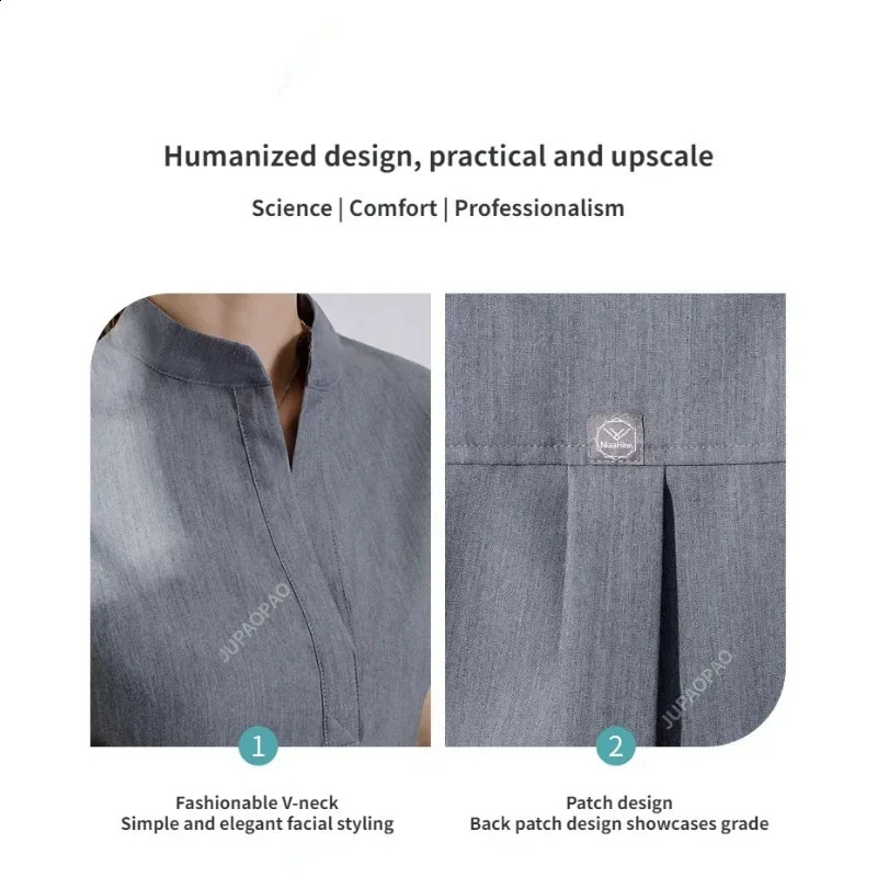 Fashion womens workwear frosted toppants uniform shirt short sleeved pet store doctor nurse nursing 250326