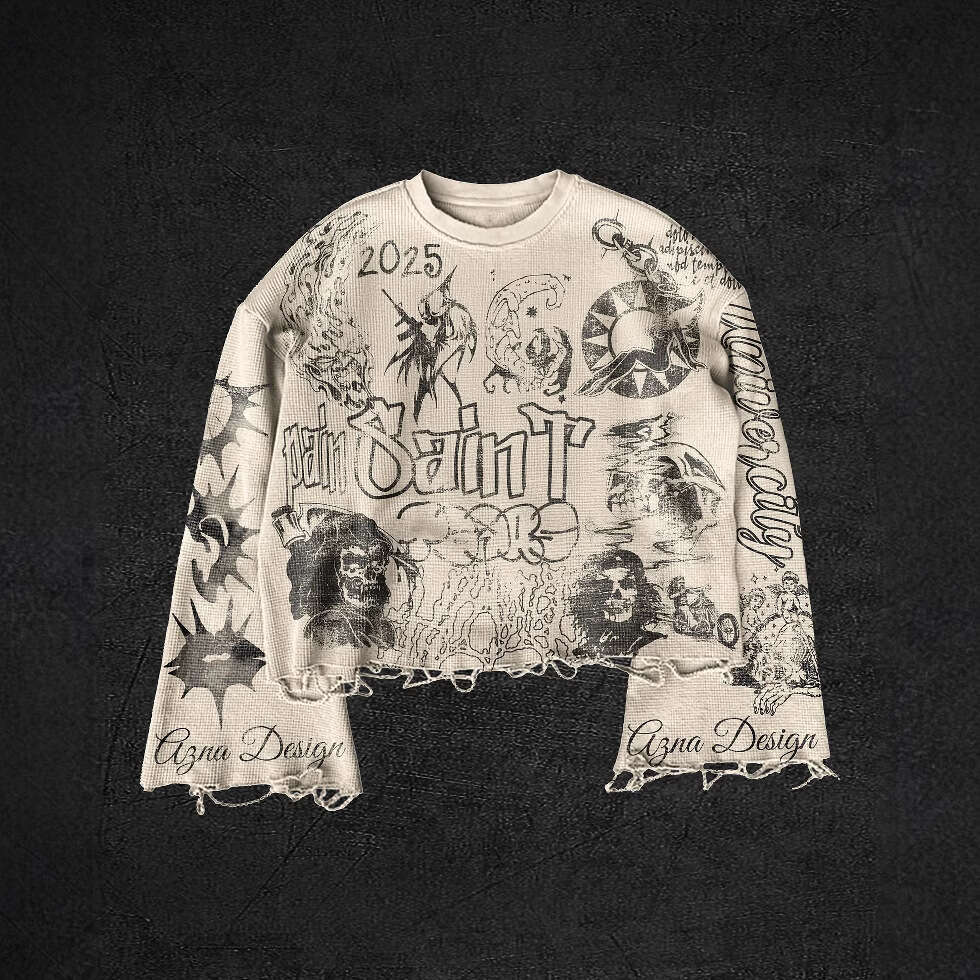 Street digital printed hoodie Gothic style hip-hop Harajuku women's casual t-shirt knitted gift for man