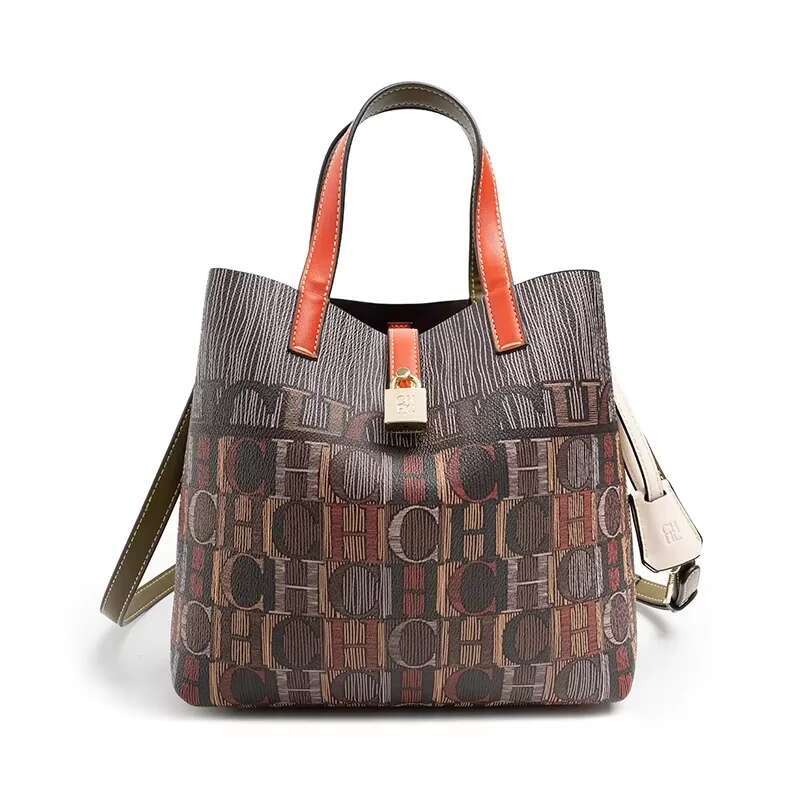 CH Exquisite Wer Leather Fashion Design Handbag Printed Women's Shoulder Large Capacity Bag