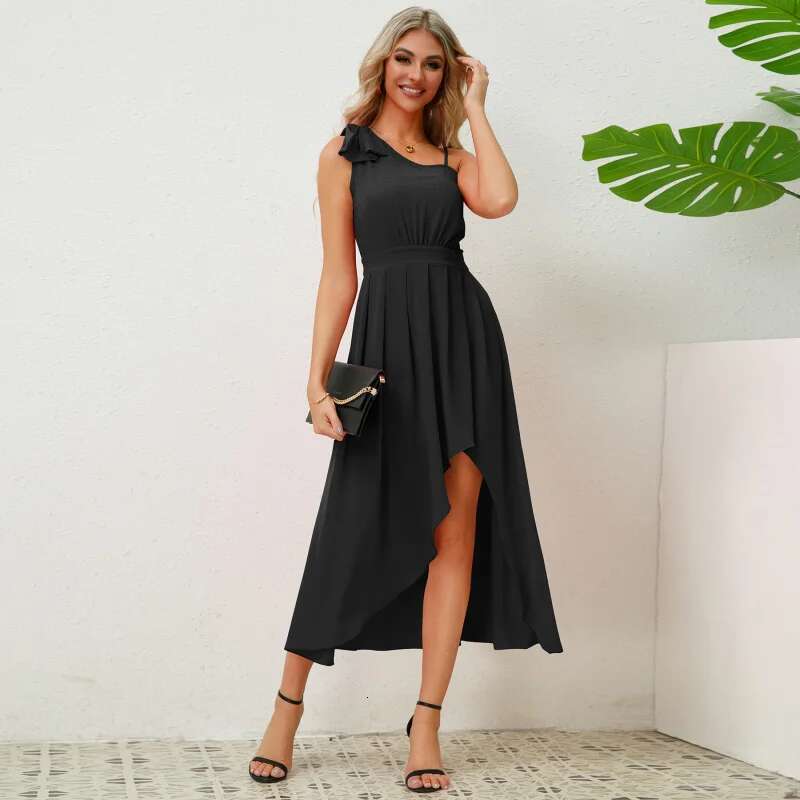 Dongdumaoyi Zomer Elegante Effen Kleur Strapless Jurk Met Onregelmatige Zoom WD