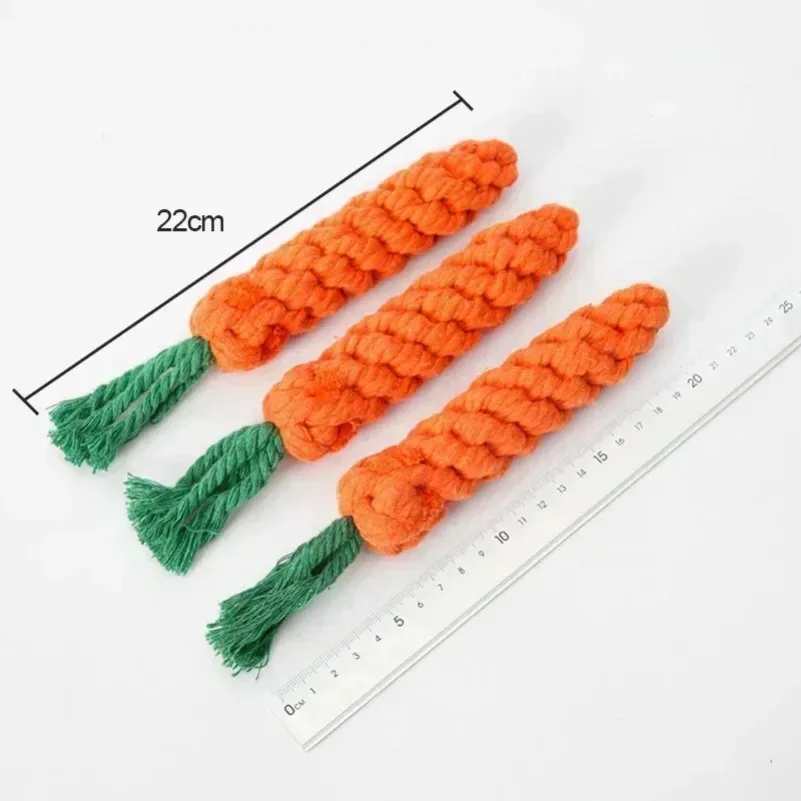 Dog Bite Rope Pet Dog Carrot Toys Cartoon Chew Toys Durable Braided Bite Resistant Puppy Molar Cleaning Teeth Cotton Rope