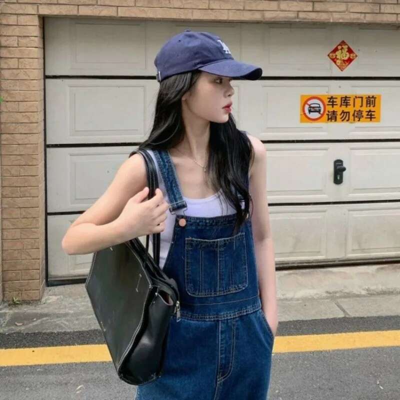 Denim Jumpsuits Women Straight Simple Solid Color Summer Baggy Age-Reducing Korean Fashion Trendy Stylish Students Haruku 3Xl