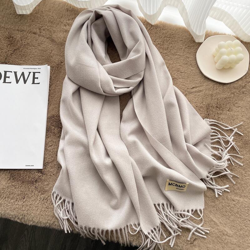 K239 Cashmere scarf feel solid color tassel shawl long couple warm imitation cashmere scarf versatile