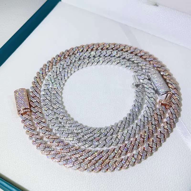 8mm Hip Hop Iced Out Men Fashion Rapper Jewelry Vvs Moissanite Cuban Link Chain 925
