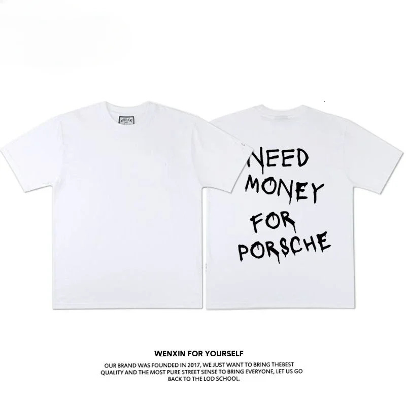 Short sleeved fun graffiti street retro European and American letters men women printing trend English y2k top 250326