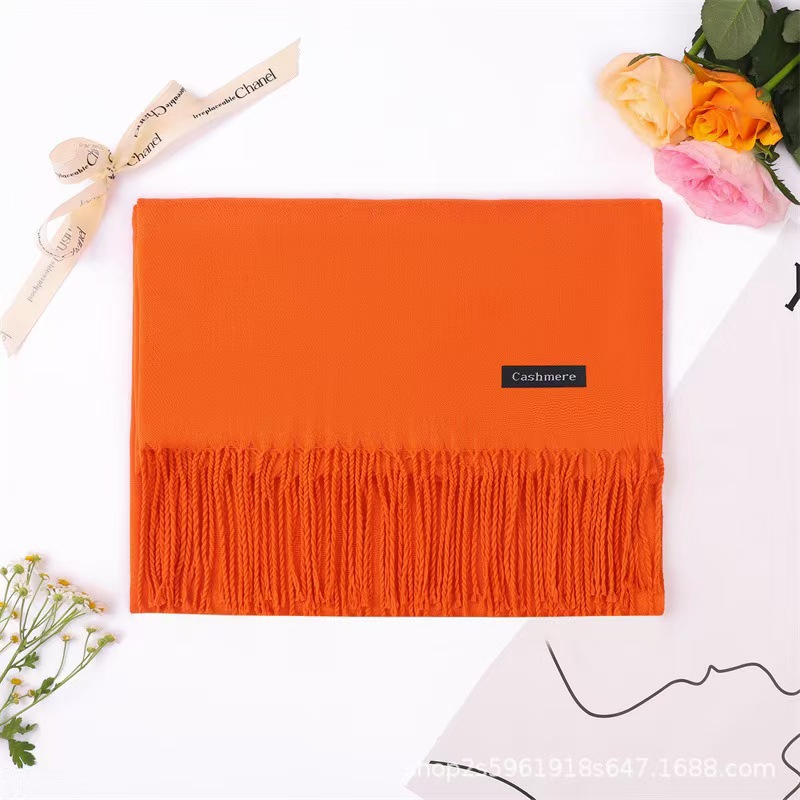 K240 Cross-border solid color imitation cashmere scarf for women monochrome versatile thick warm shawl neck scarf high-end sense scarf
