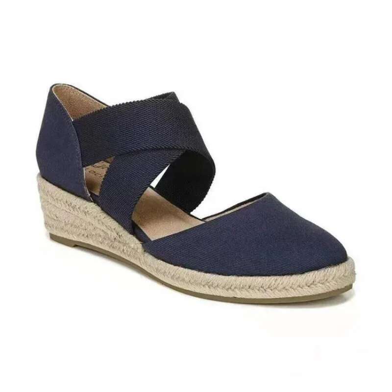 Women Sandals Summer Solid Color Cross Belt Casual Wedge Sandal Fashion Outdoor Beach Ladies Shoes