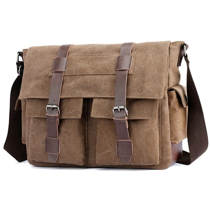 Mens retro canvas bag mens casual cross body messenger travel shoulder Bolsa Masculina highquality 250326