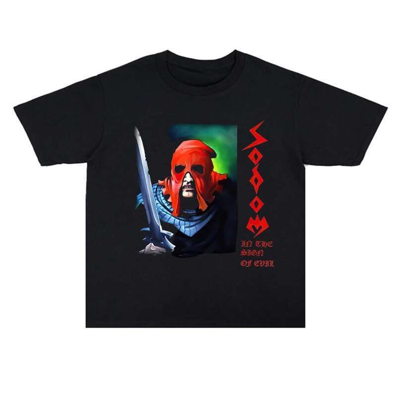 Summer Metal Rock Band Sodom Striped Printed Cotton Loose Men s and Women T shirts High Quality Short Sleeve