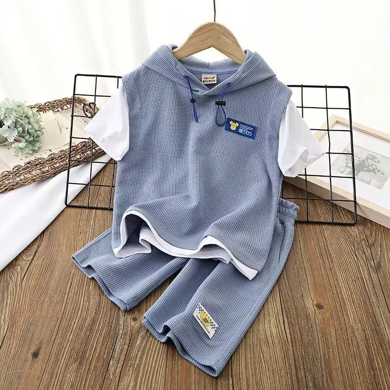 Summer Children Boy Clothes Set Teenage Girls Fashion Hoodies T-Shirts And Shorts 2 Pieces Suit Kid Top Bottom Outfits Tracksuit 250326