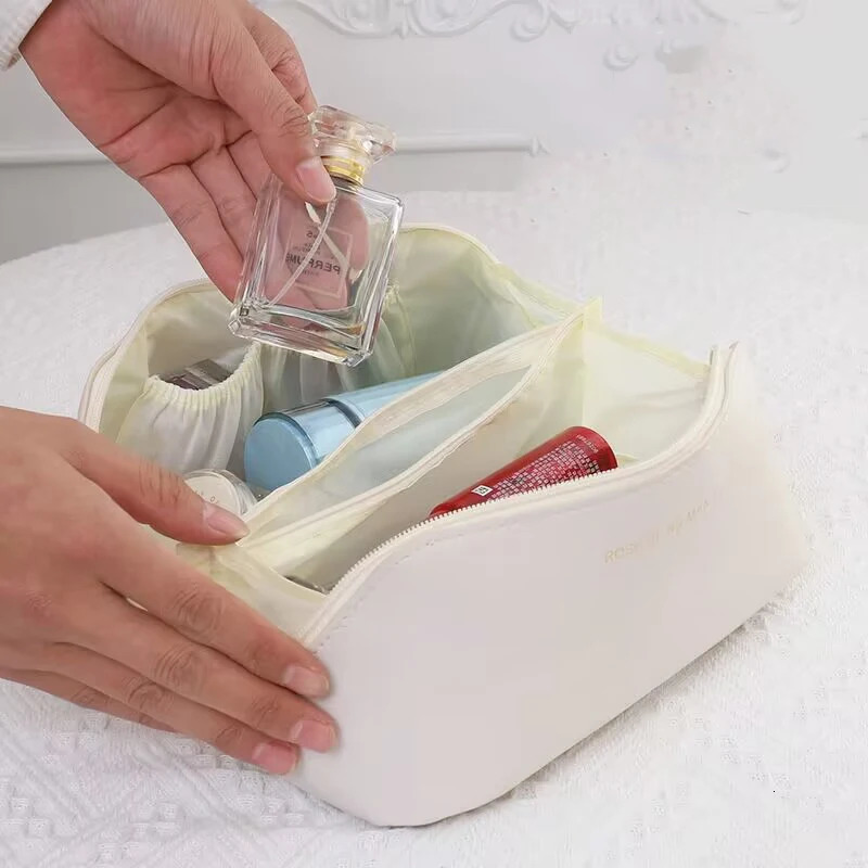Pu Fashion Womens Pillow Makeup Bag Large Capacity Travel Organizer Portable Handbag Square Washing Storage 250326