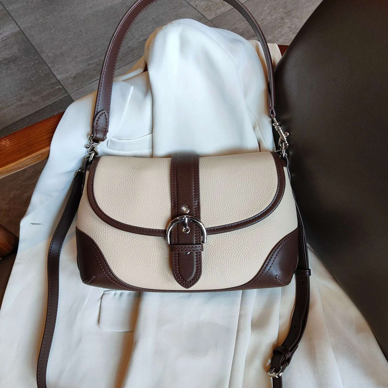 New England Style Hit-Color Armpit Underarm Shoulder For Genuine Cow Leather Women Crossbody Bag Daily-Use Handbag