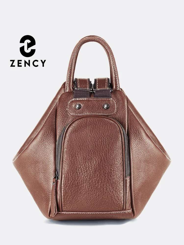 Zency Genuine Leather Women's Backpack Knapsack 2024 Designer Shoulder Rucksack For Travel Large Capacity Bag