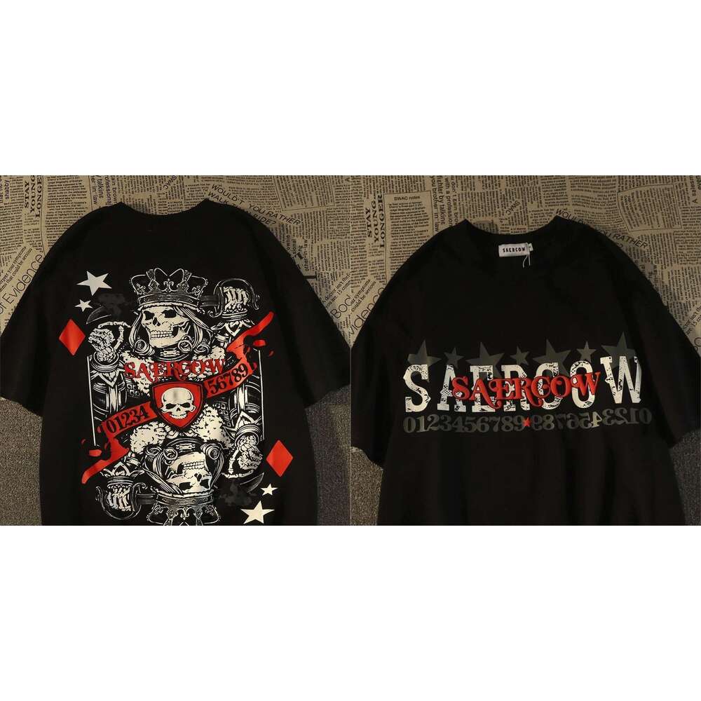 High Street American Ins men s short sleeved T shirt retro design printed personality cotton loose Harajuku