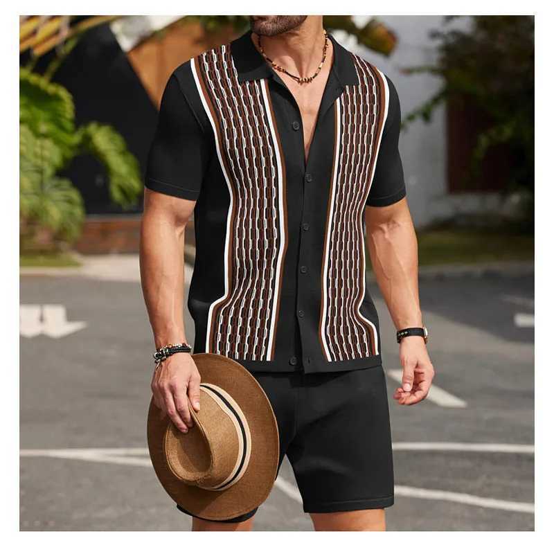 Business casual mens high-quality mens two-piece set summer mens ice silk short sleeved two-piece set mens fitness centerXJ250326