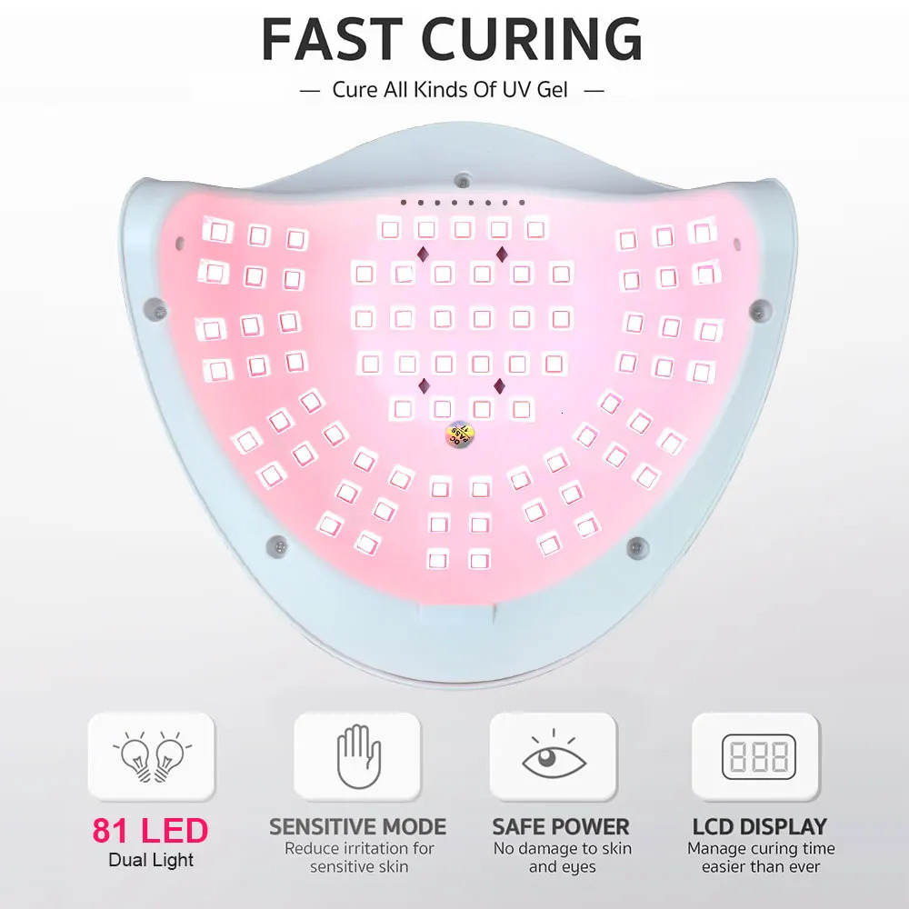 Professional nail dryer UV LED lamp for gel polishing 81 art accessories curing toe nails 250325