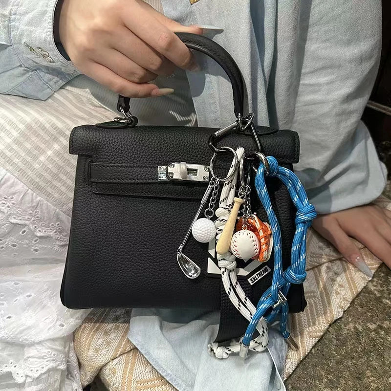 Sports Series Key chain Multi-element Backpack pendant Hand woven rope shoulder bag decoration250325