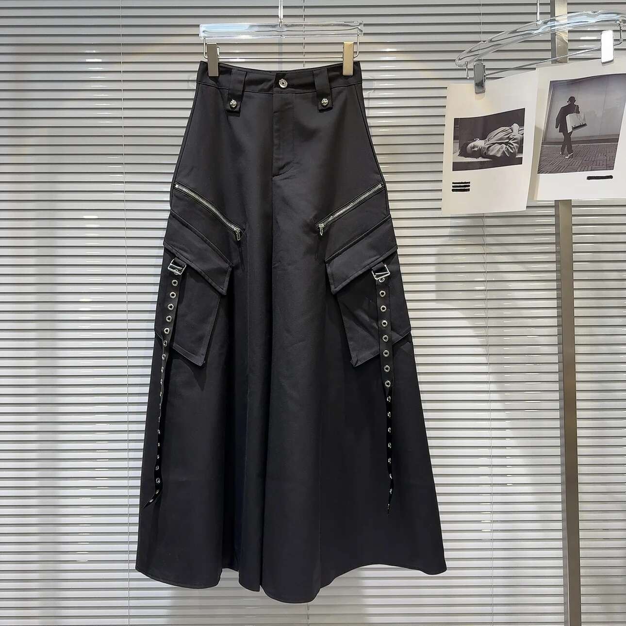 Women's Zipper Cargo Y2k Elegant Streetwear A-E Long Skirt Korean Vintage 90S Haruku High Waist Faldas Clothes 469P