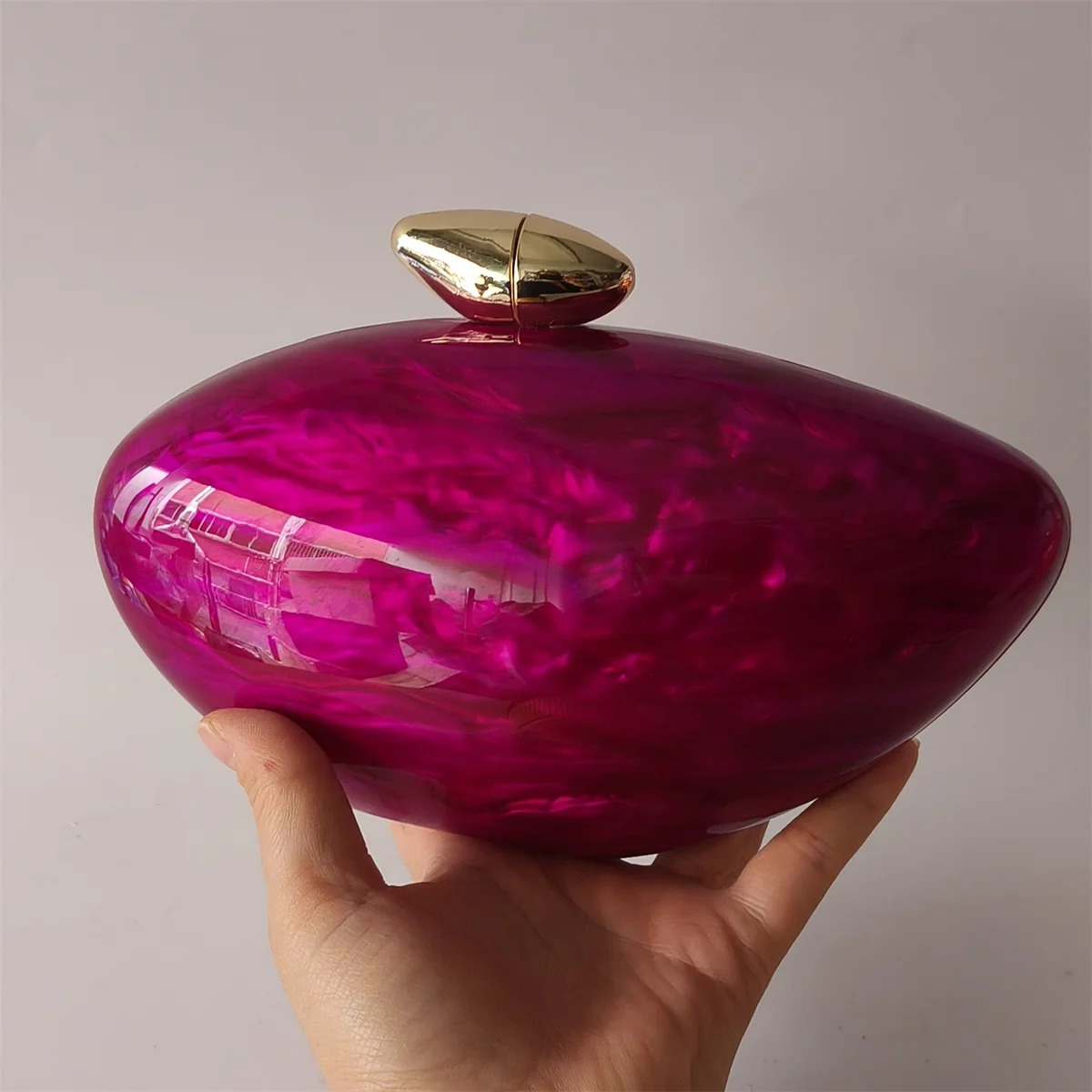 Ladies Rose Red Metal Buckle Womens Shoulder Messenger Acrylic Box Clutch Evening Egg Handbag and Wallet Mini Bag 250326