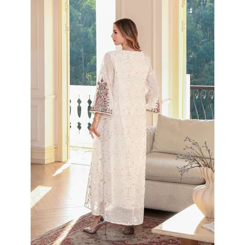 Dongdumaoyi Midden Oosten Moslim Gewaad Borduren Vrouwelijke Jurk Dubai Abaya Vrouwen Touw W