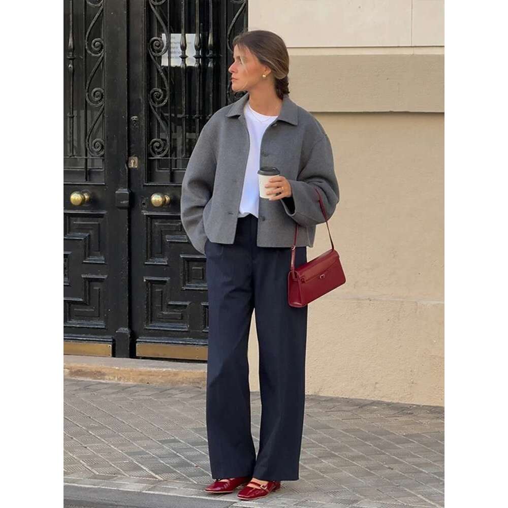 Women's Coat Fashion Woolen Women Coats Turn-Down Collar Long Sleeve Female Jackets Autumn Winter Single Breasted Lady Commuter Outwears