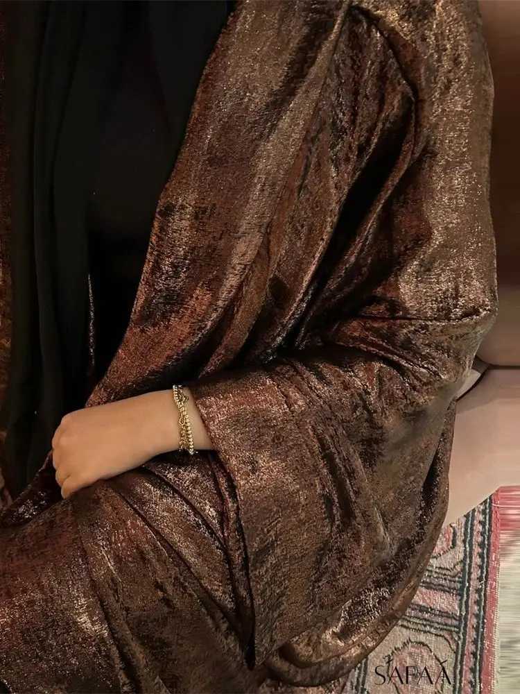 2025 Ramadan Eid Open Dubai Luxury Abaya Damen Modest Kimono Coat 2025 Muslim for Women Islam Clothing Ka Robe Femme Musulmane X2505145