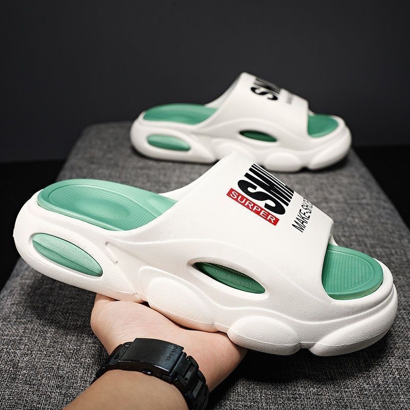 Free Shipping Men Thick Sole Summer Beach Slides Bathroom Anti Slip Slipper Soft Sandals Simplicity Ultra Light Letter Shoes Men Slippers Wholesale 20