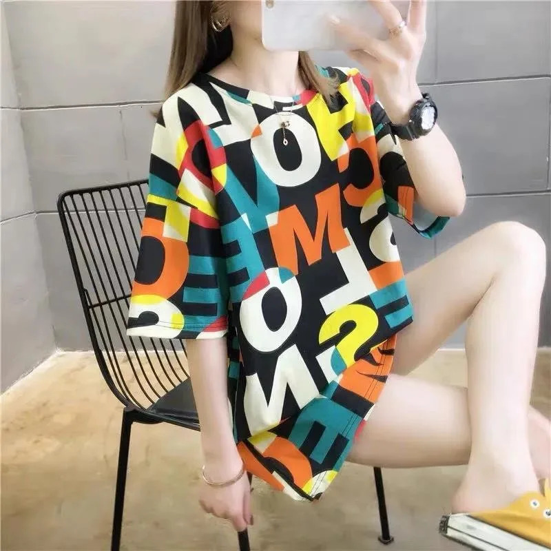 2025 Fat Girls Plus Size Womens Clothing 300 Jin Short Sleeve T-shirt Korean Style Ladies Summer Belly Covering Loose Tops 250324