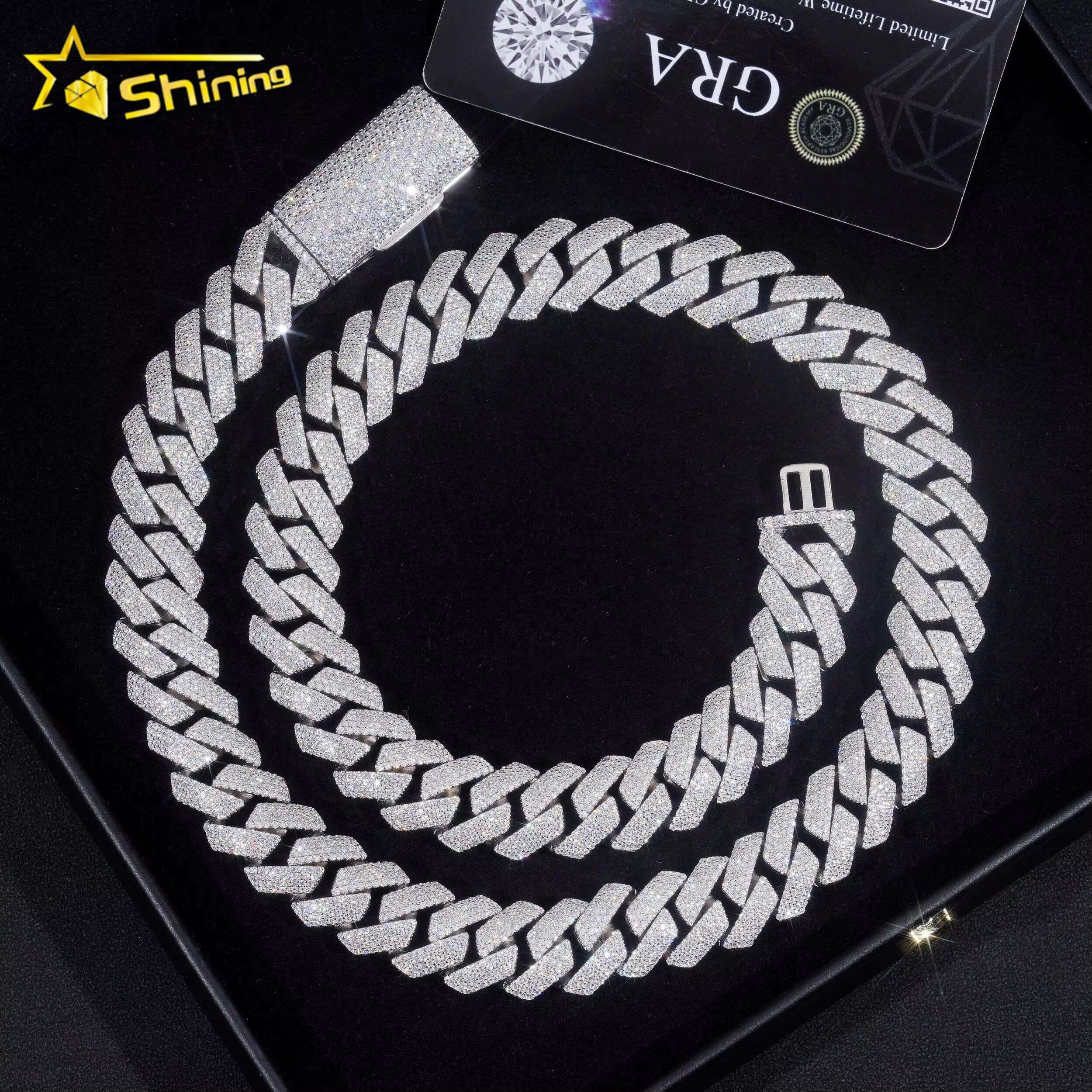 Wholesale Price S925 Sterling Silver Fine Jewelry Iced Out Cuban Chain VVS Moissanite Diamond Cuban Link Chain