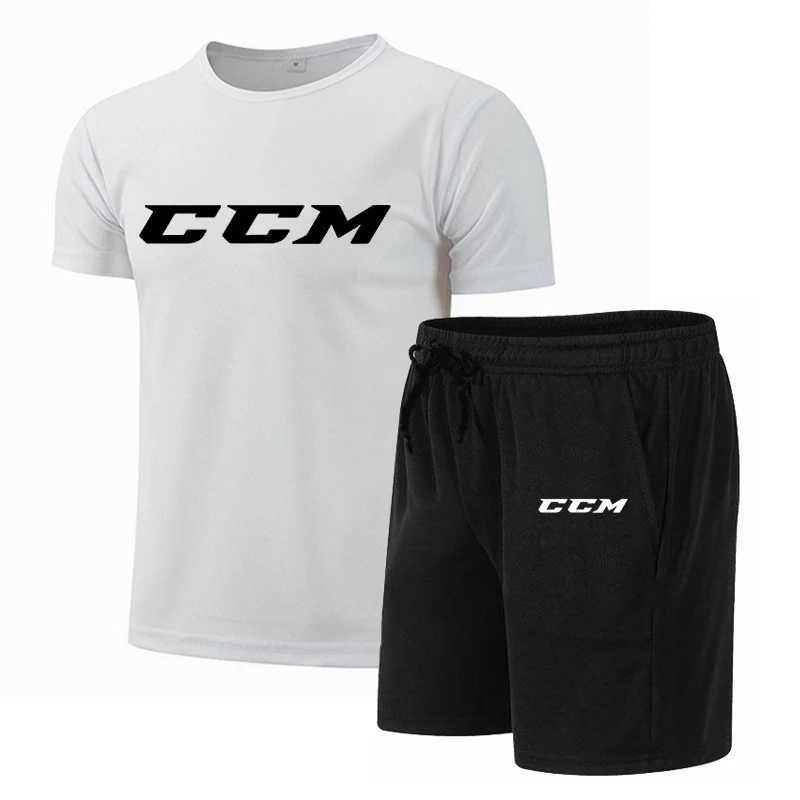 Summer mens fitness fashion mens casual sportswear quick drying sportswear CCM short sleeved T-shirt+short sleeved 2-piece setXJ250326