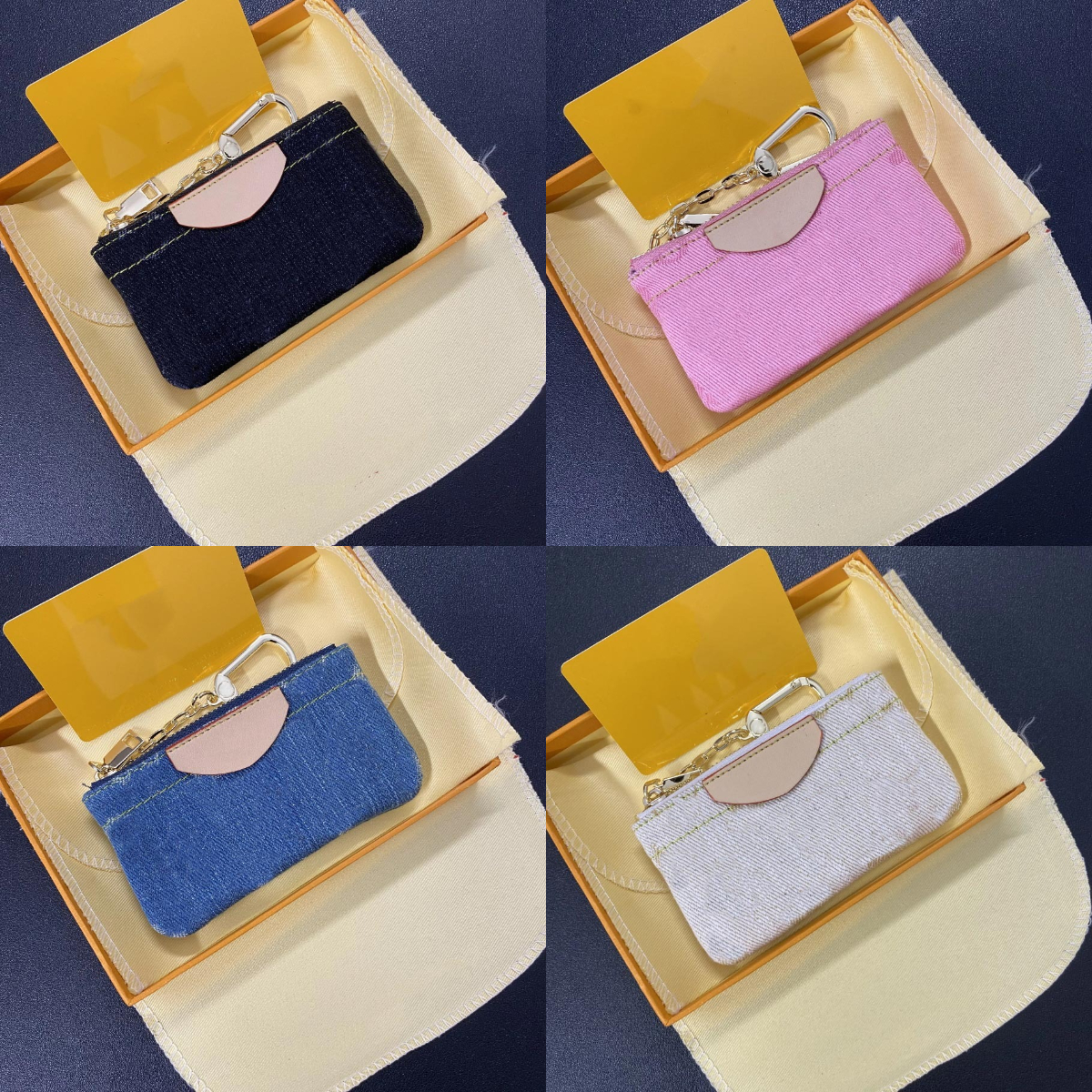 Denim Designer Coin Purse For Women Small Leather Purse Mens Luxury Mini Wallet Card Holder Classic Flowers Short Zipper Cardholder gift