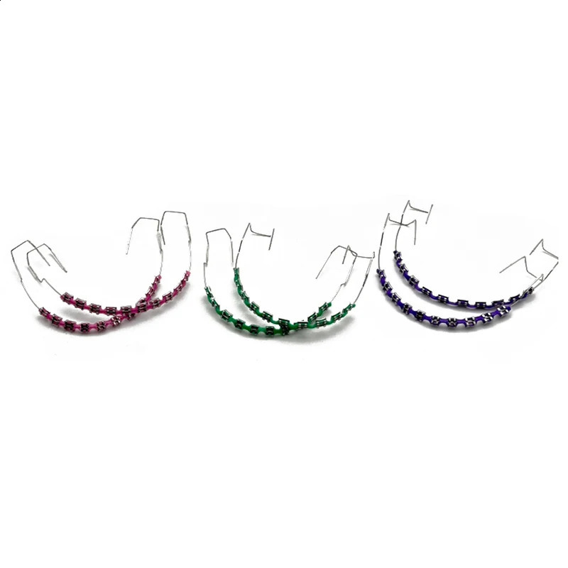 2pcs/set Colorful Brackets Dental Fake Braces For Teeth Temporary Metal Wires Metal Bracket Orthodontic Ligature Ties 250327