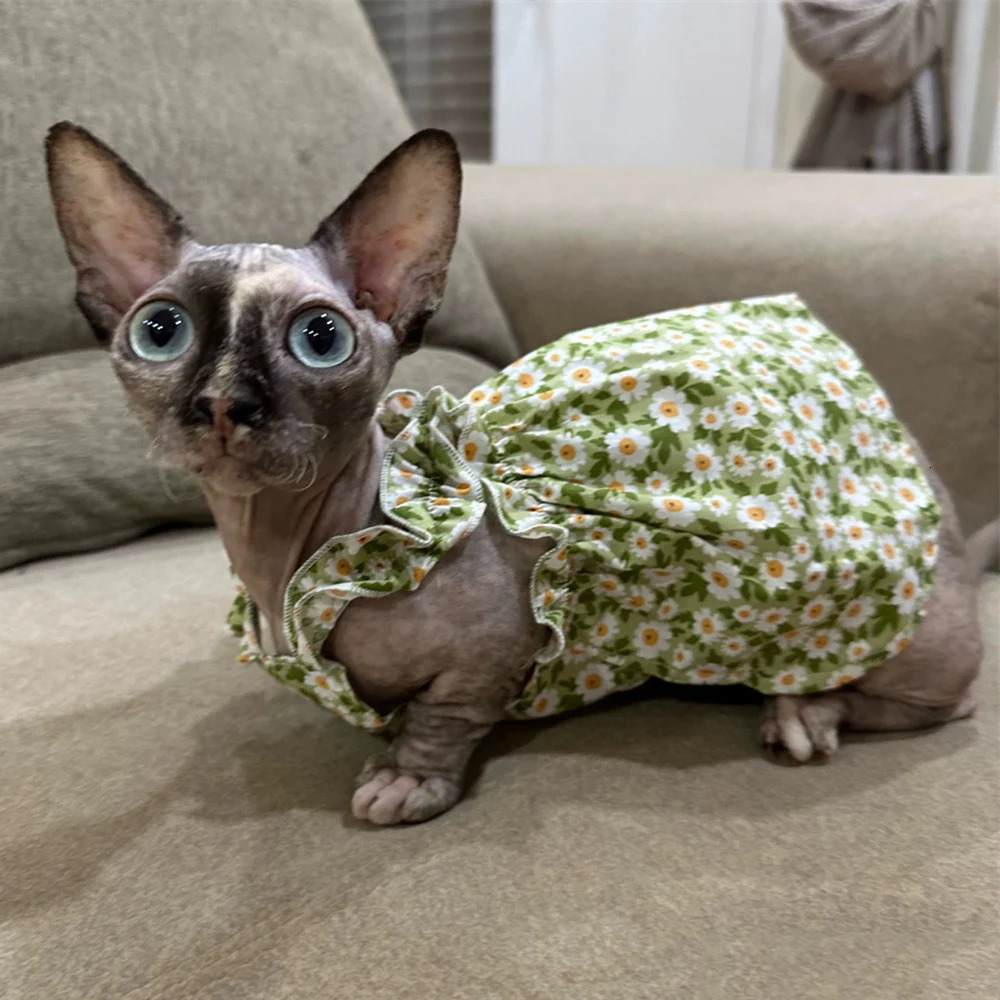 Cozy Cotton Cat Puppy Suspender Skirt Cool Summer Pet Dresses for Cats Small Dogs Kitten Sphynx Clothing Outfit ropa para gatos 250326