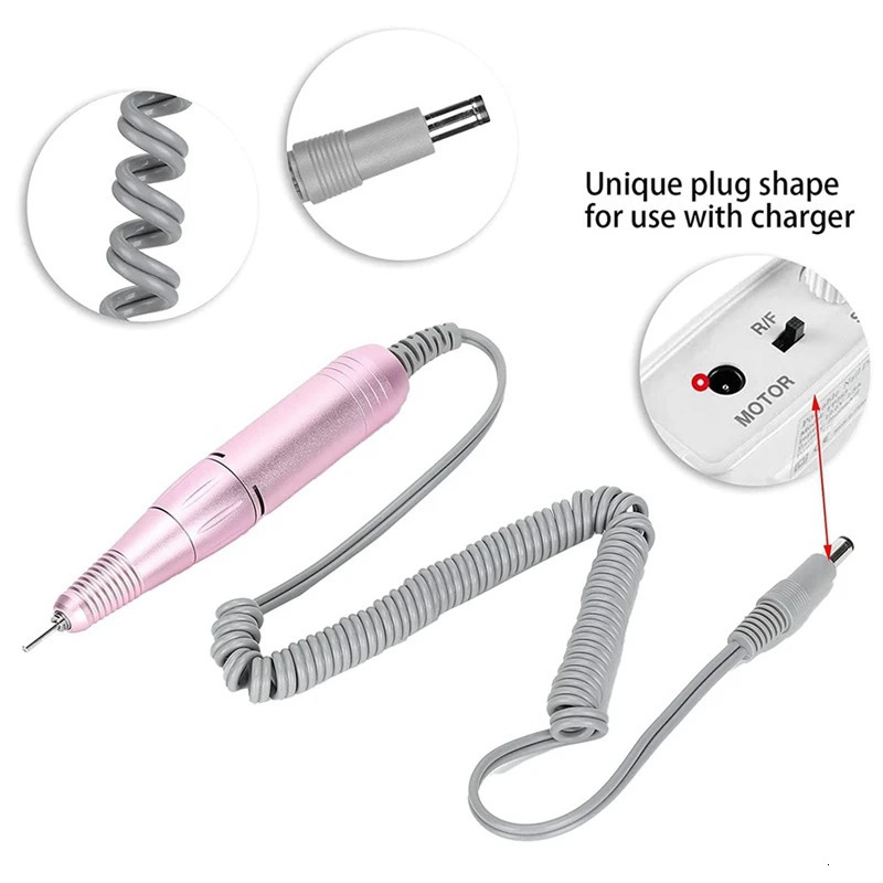 Electric Nail Drill Handle 35000RPM Nail Arts Drill Hand File Polish Grind Machine Manicure Drill Accessory 250324