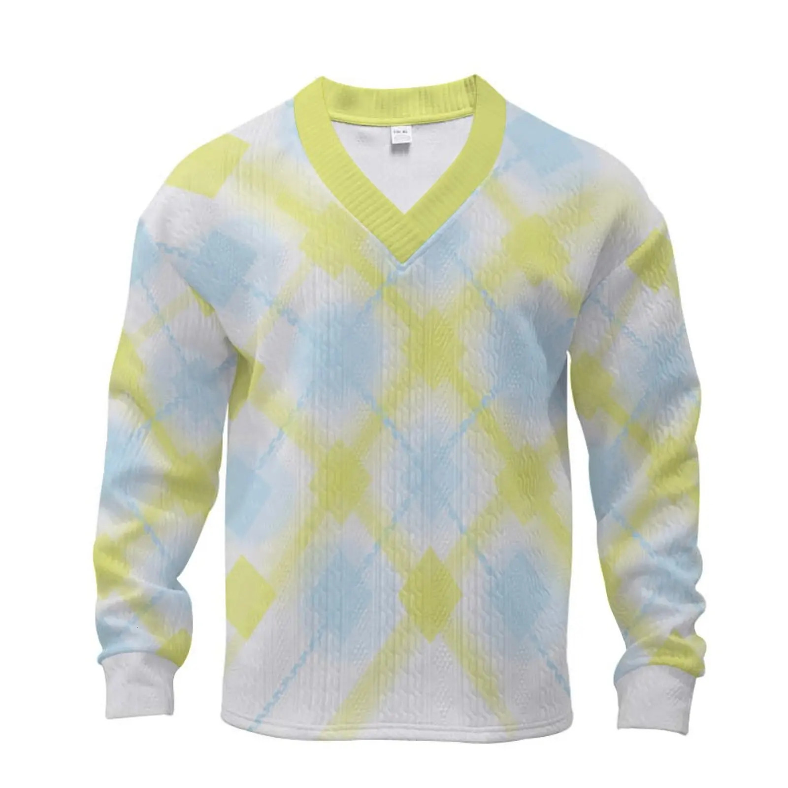 2024 autumn mens loose casual sportswear highquality jacquard Vneck long sleeved twopiece set 250326