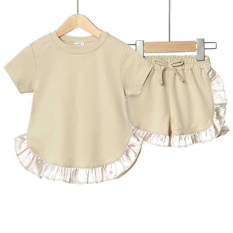 Summer Kids Little Sweet Girls Clothing Sets Cotton Luxury Homewear Top+Shorts Children Clothes Toddler Baby Outfits Suit 2PCST250327