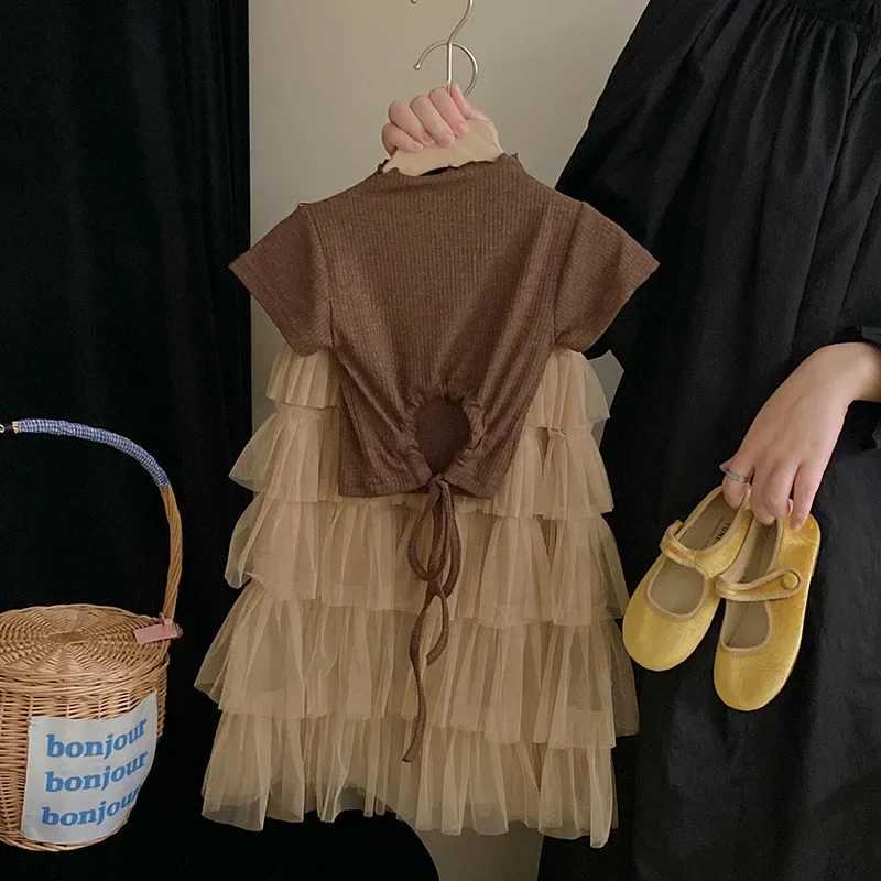 Childrens clothing set for summer new girl fashion top tier sweet cake half skirt set birthday party childrens boutique clothingT250327