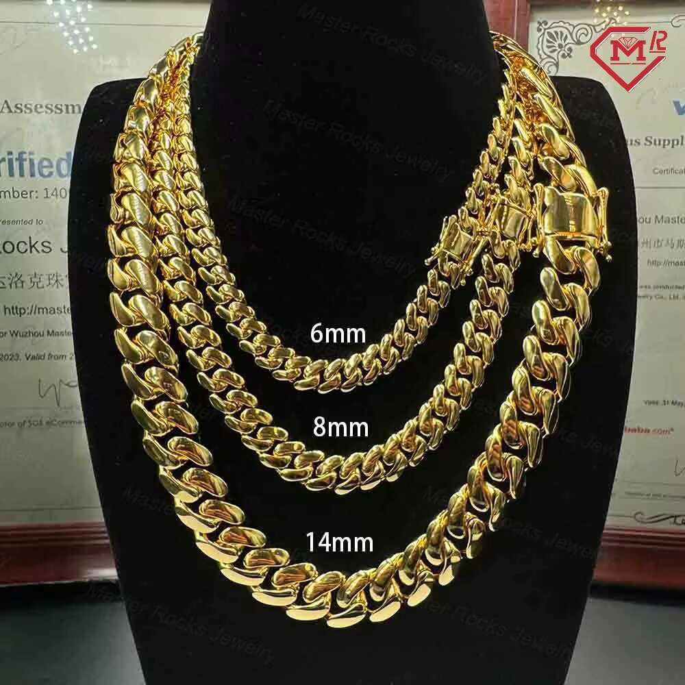 Factory Direct Sales Copper Cuban Chain 24k Gold Plated Hip Hop 10mm 14mm Cuban Link Chain