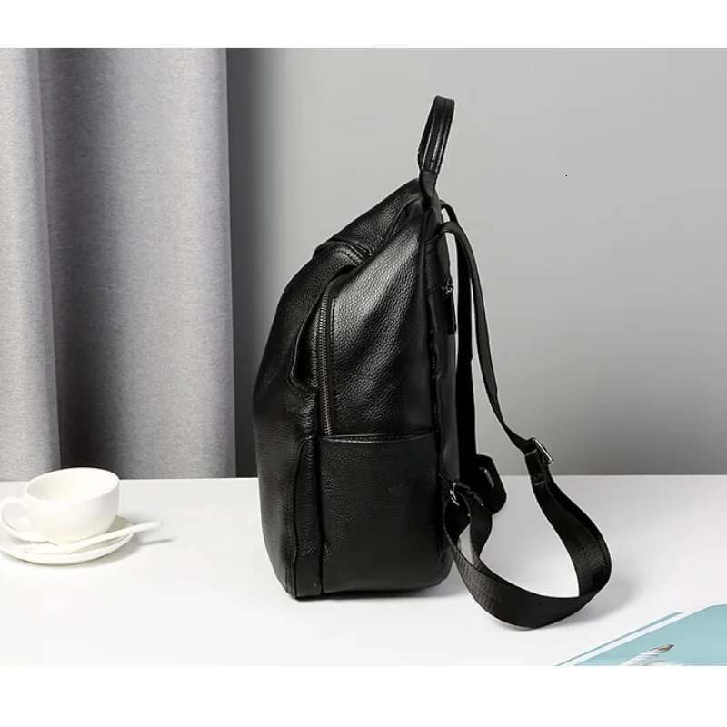 Black Backpack 100% Real Genuine Cowhide Women Bagpack Female First Layer Cow Leather School Book Backpacks Bags