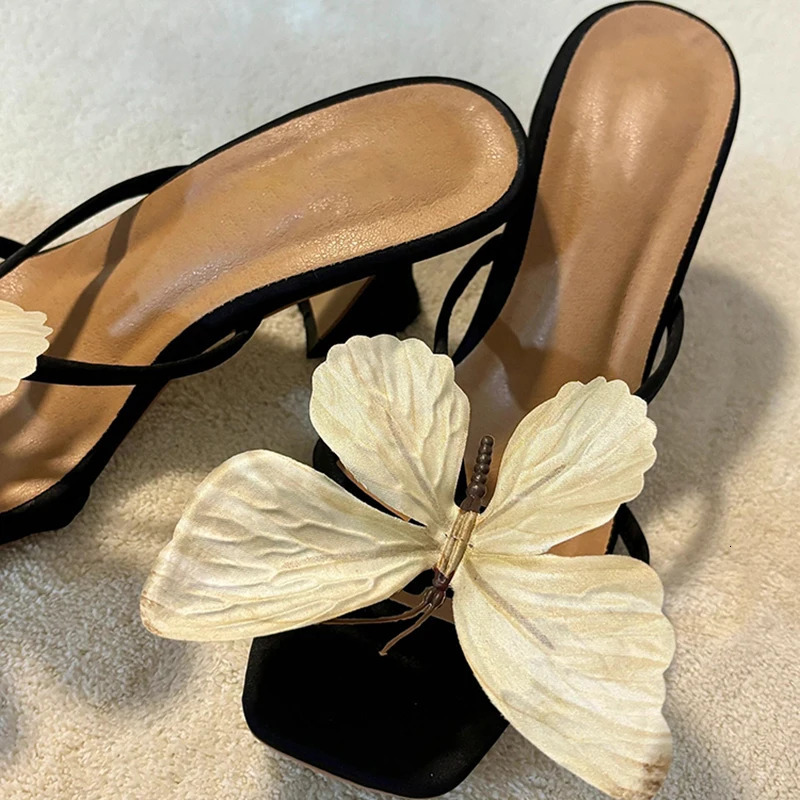 Summers open toe bow womens slider fashion elegant thick highheeled dress 250317
