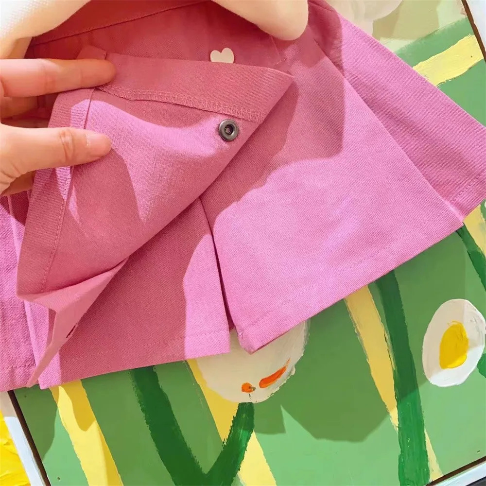 Summer Baby Girls Fashion Clothing Set Embroidery Heart Pattern T-shirtShort Pants 2Pcs Suit For 3-8Y Kids Cute Outfit 250326
