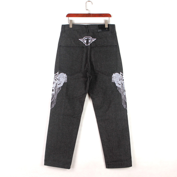 HIPHOP Street dance jeans tide men embroidery skull Street motorcycle jeans Hip Hop Skateboard Men's Jeans Definitely disco dance pants