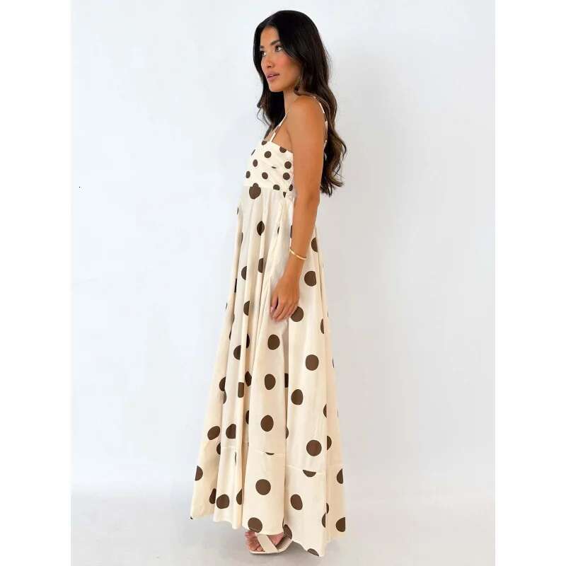 Dongdumaoyi Zomermode Bedrukte Rugloze Strappy Sexy Maxi Damesjurk Met Hoge Taille Stijlvol En Comfortabel
